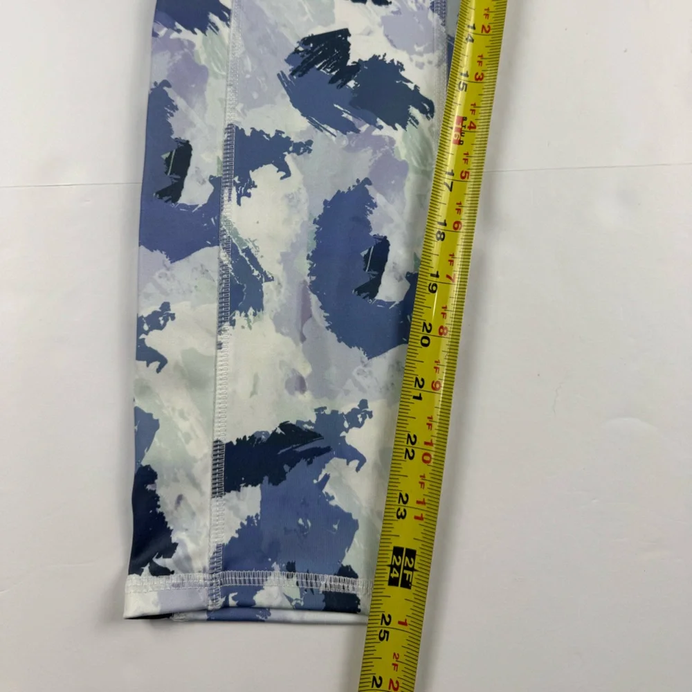 Girls Light Blue Brushstroke Print Active Leggings